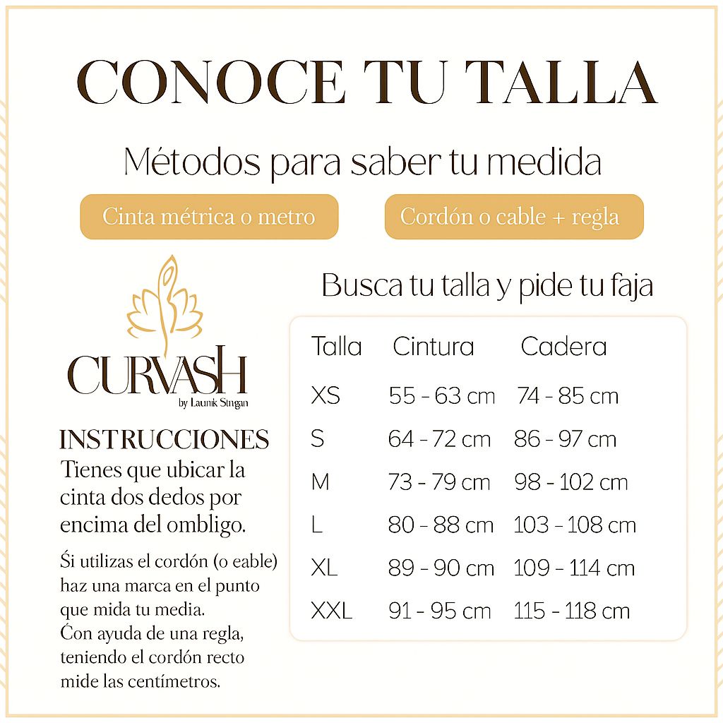 Guía de tallas - CINTURILLA LÁTEX VENECIA
